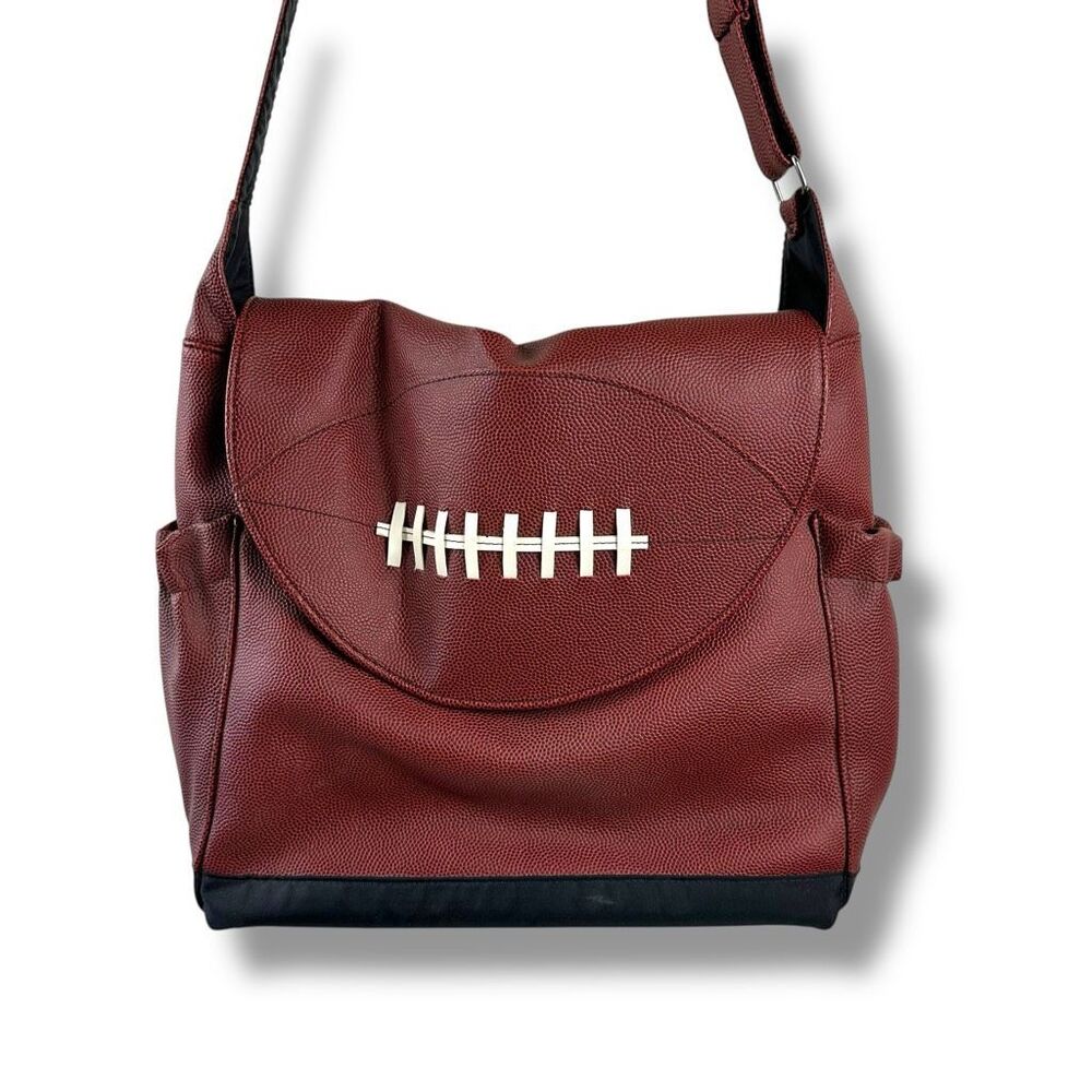 Timi & Leslie Football Stitch Men's Diaper Bag Brown Leather Game Day Sporty